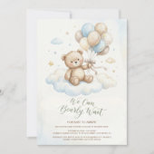 Teddy Bear Baby Shower with Brown Sage Balloons Kaart (Voorkant)