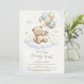 Teddy Bear Baby Shower with Brown Sage Balloons Kaart (Staand voorkant)