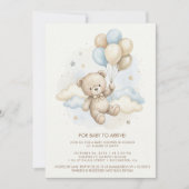 Teddy Bear Baby Shower with Brown Sage Balloons Kaart (Voorkant)
