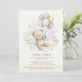 Teddy Bear Baby Shower with Brown Sage Balloons Kaart (Staand voorkant)