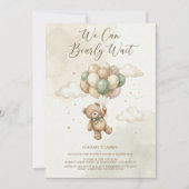 Teddy Bear Baby Shower with Brown Sage Balloons Kaart (Voorkant)