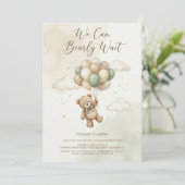 Teddy Bear Baby Shower with Brown Sage Balloons Kaart (Staand voorkant)