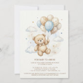 Teddy Bear Baby Shower with Brown Sage Balloons Kaart (Voorkant)