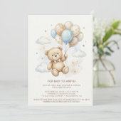 Teddy Bear Baby Shower with Brown Sage Balloons Kaart (Staand voorkant)