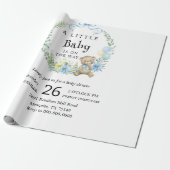 Teddy Bear Baby shower Wrapping Paper Cadeaupapier (Uitgerold)