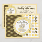 Teddy Bear Baby shower Yellow Kaart (Voorkant / Achterkant)