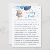 Teddy Bear Baby Trivia Baby shower Game Kaart (Voorkant)