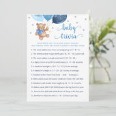 Teddy Bear Baby Trivia Baby shower Game Kaart (Staand voorkant)