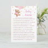 Teddy Bear Baby Trivia Baby shower Game Kaart (Staand voorkant)