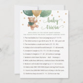 Teddy Bear Baby Trivia Baby shower Game Kaart (Voorkant)