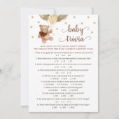 Teddy Bear Baby Trivia Baby shower Game Kaart (Voorkant)