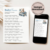 Teddy Bear Baby Trivia Boy Baby shower Game Kaart