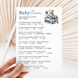 Teddy Bear Baby Trivia Boy Baby shower Game Kaart