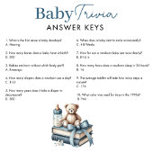 Teddy Bear Baby Trivia Boy Baby shower Game Kaart