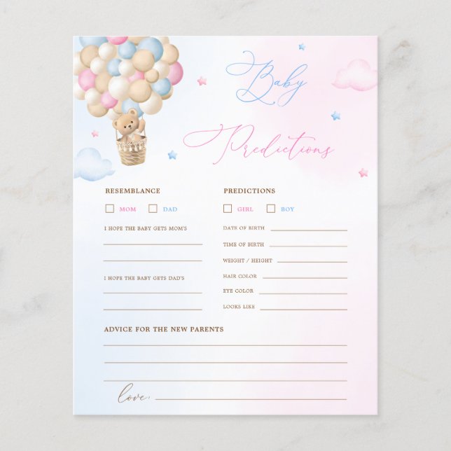 Teddy Bear Baby voorspellingen en advies spel (Voorkant)