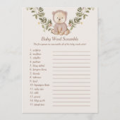 Teddy Bear Baby Word Scramble Game Sjabloon Kaart (Voorkant)