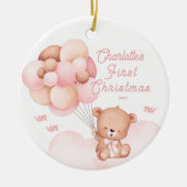 Teddy Bear Baby's eerste kerstfoto Keramisch Ornament (Voorkant)