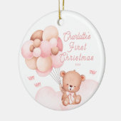 Teddy Bear Baby's Eerste Kerstkeramische zweren Keramisch Ornament (Links)