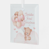 Teddy Bear Baby's eerste Kerstmis Glas Ornament (Voorkant links)