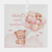 Teddy Bear Baby's eerste Kerstmis Glas Ornament (Achterkant)