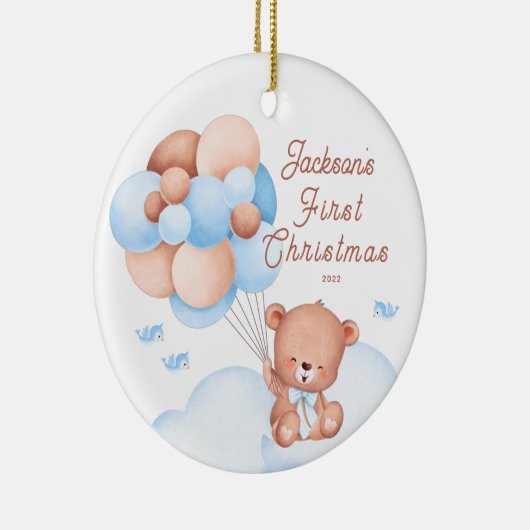 Teddy Bear Baby's eerste Kerstmis Keramisch Ornament (Rechts)