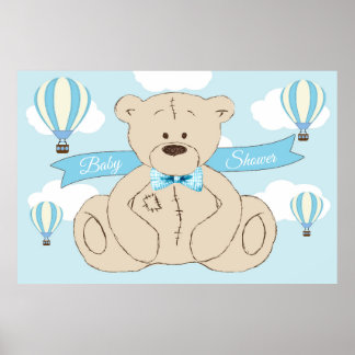Teddy Bear Backdrop, een jongen, Baby shower Poster