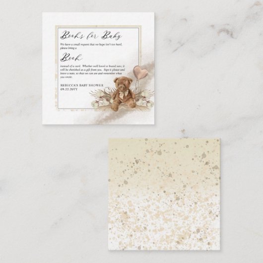 Teddy Bear Ballon Baby shower Book Request Informatiekaartje (Voorkant / Achterkant)