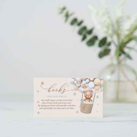Teddy Bear Ballon Baby shower Book Request Informatiekaartje (Staand voorkant)
