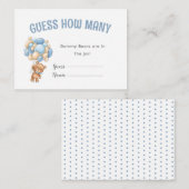 Teddy Bear ballon Baby shower spel Informatiekaartje (Voorkant / Achterkant)