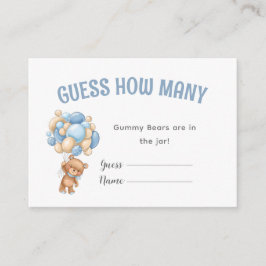 Teddy Bear ballon Baby shower spel Informatiekaartje