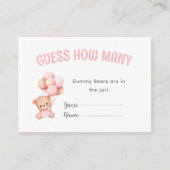 Teddy Bear ballon Baby shower spel Informatiekaartje (Voorkant)
