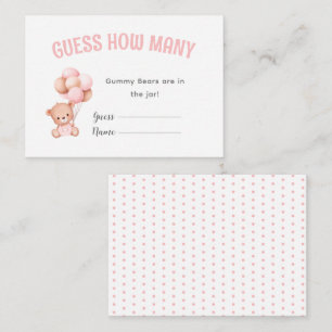 Teddy Bear ballon Baby shower spel Informatiekaartje