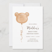 Teddy Bear ballon Beary eerste verjaardagsfeestje Kaart (Voorkant)