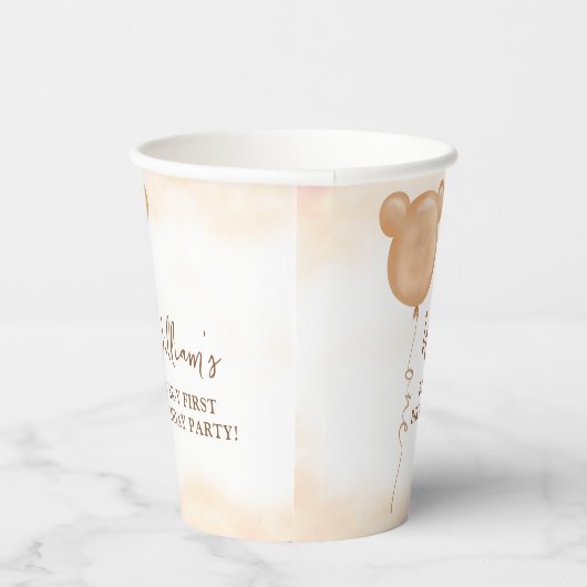 Teddy Bear ballon Beary eerste verjaardagsfeestje Papieren Bekers (Rechts)