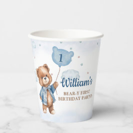 Teddy Bear ballon Beary eerste verjaardagsfeestje Papieren Bekers