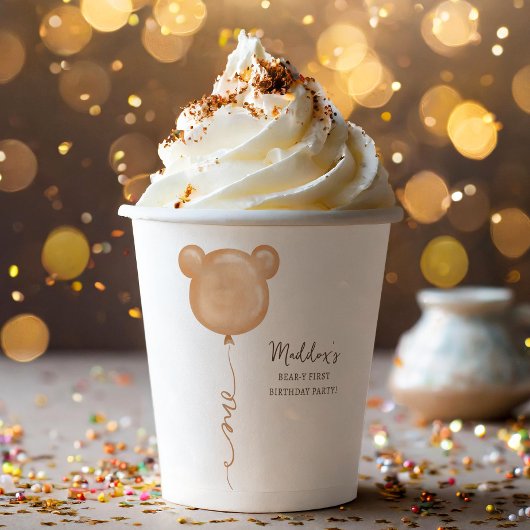 Teddy Bear ballon Beary eerste verjaardagsfeestje Papieren Bekers