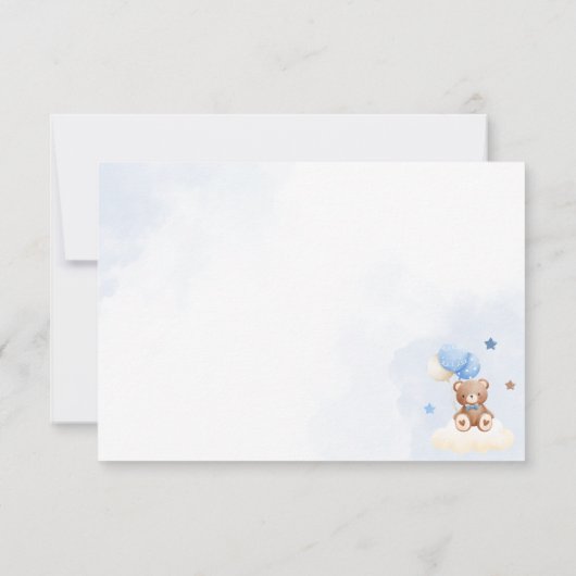 Teddy Bear Ballon Blauw Dank u Kaarten (Achterkant)