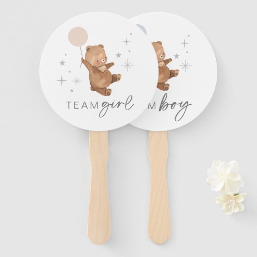 Teddy Bear ballon Geslacht Onthullen - Stemfan Handwaaier (Voorkant en achterkant)