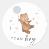Teddy Bear ballon Geslacht onthullen - Team Boy Ronde Sticker (Voorkant)