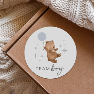 Teddy Bear ballon Geslacht onthullen - Team Boy Ronde Sticker