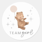 Teddy Bear ballon Geslacht onthullen - Team Meisje Ronde Sticker (Voorkant)