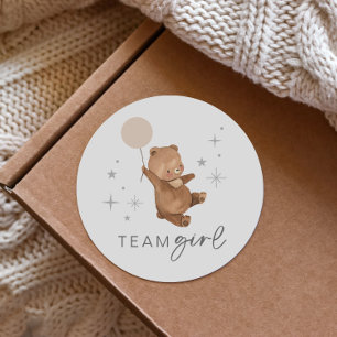 Teddy Bear ballon Geslacht onthullen - Team Meisje Ronde Sticker