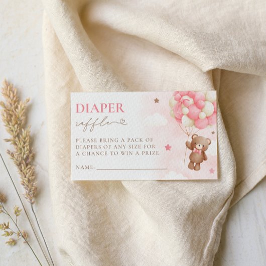 Teddy Bear ballon meisje luier Raffle Kaart