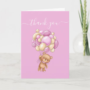 Teddy Bear Ballon Pink God Ouders Thankful Kaart