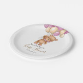 Teddy Bear Ballon PINK Paper Borden Papieren Bordje (Gekanteld)