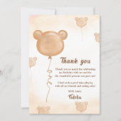 Teddy Bear Ballon Verjaardag Dank u Kaart (Voorkant)