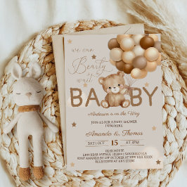 Teddy Bear ballonnen Barly Wait Boho Baby shower Kaart