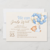 Teddy Bear Ballonnen Beige Baby Boy Shower Kaart (Voorkant)