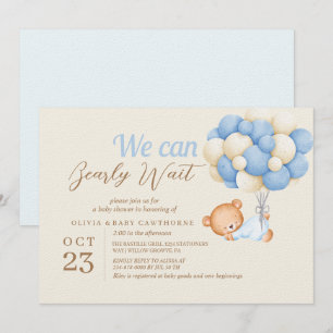Teddy Bear Ballonnen Beige Baby Boy Shower Kaart