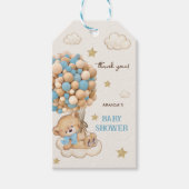 Teddy Bear Ballonnen Blauw Baby shower Bedankt Cadeaulabel (Voorkant)